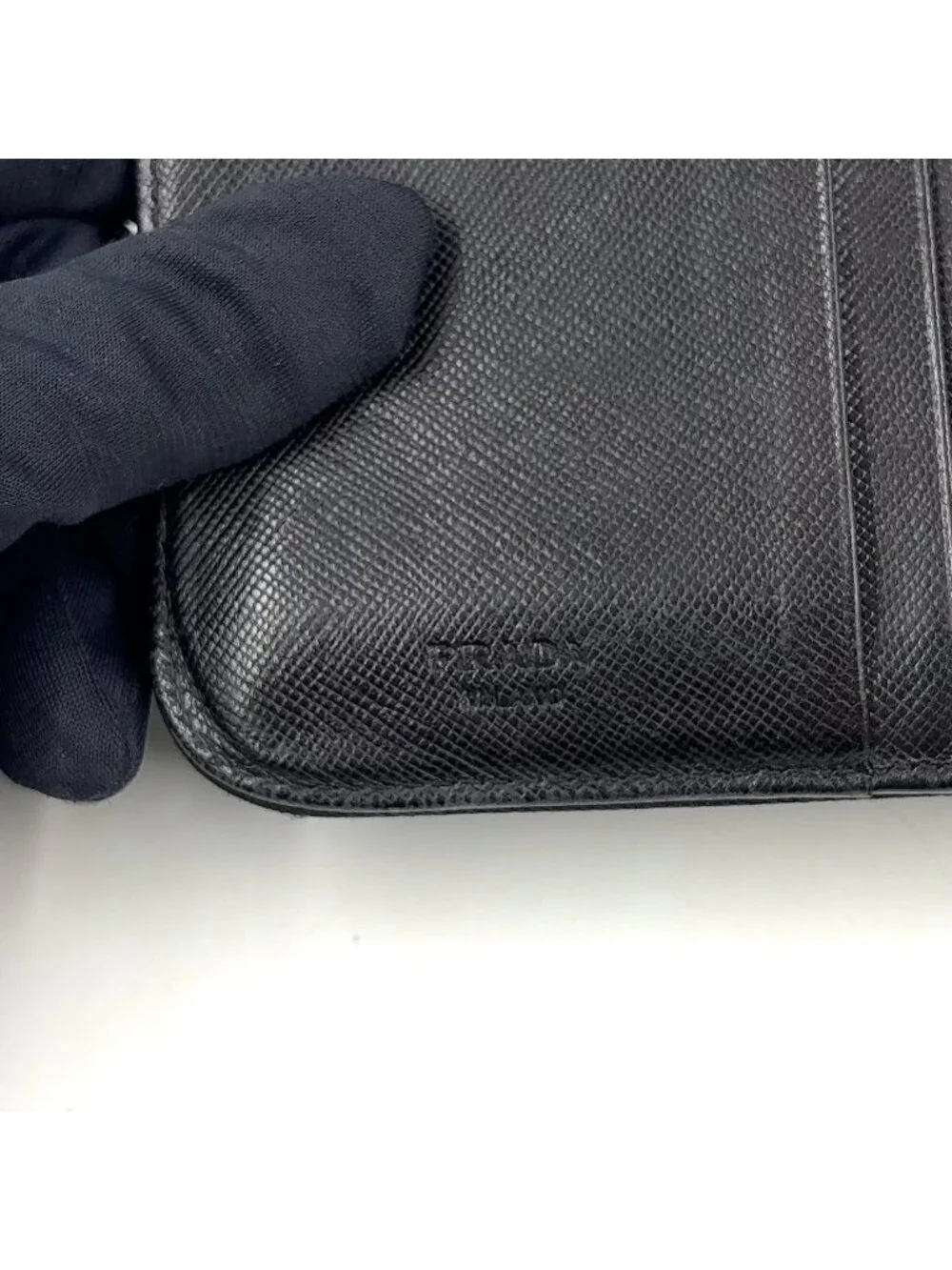 Prada Zip Around Leather Nylon Black Wallet Silver